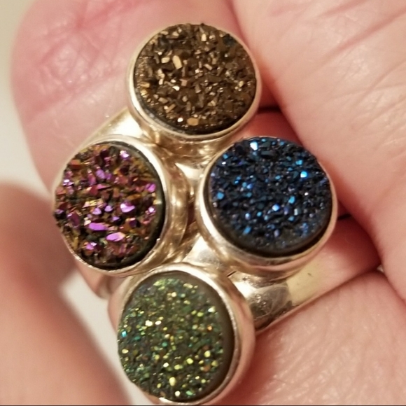 Druzy Quartz & Sterling Silver ring - Picture 3 of 11